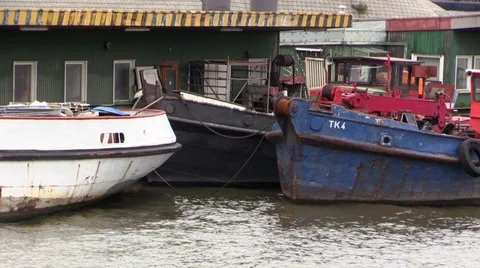 Ships on the dock on the river Elbe Stock Footage 39649332