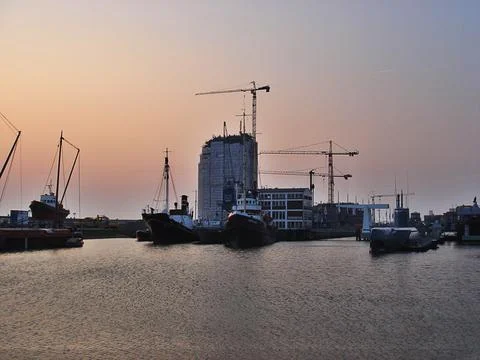 Ships docking in a harbour Stock Photos
