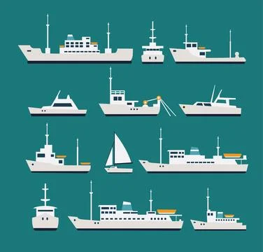 Ships flat set Stock Illustration