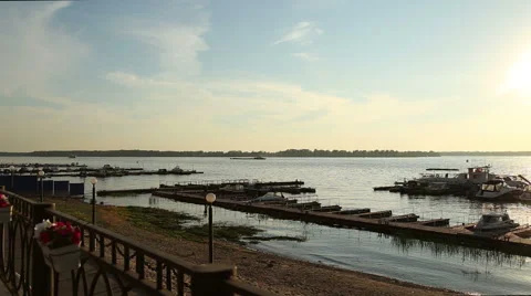 Ships float on the river Stock Footage 53948665