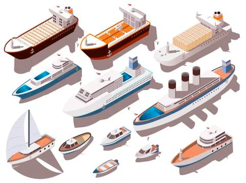 Ships Isometric Set Stock Illustration