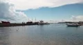 Ships on landing pier, Aegean Sea, Chalkidiki, Greece HD Footage