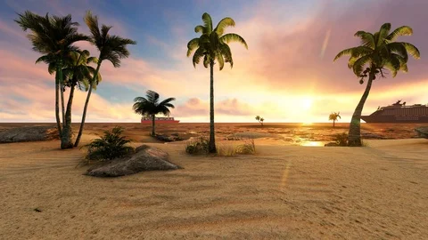 Ships navigating at sunset Stock Footage 115777538