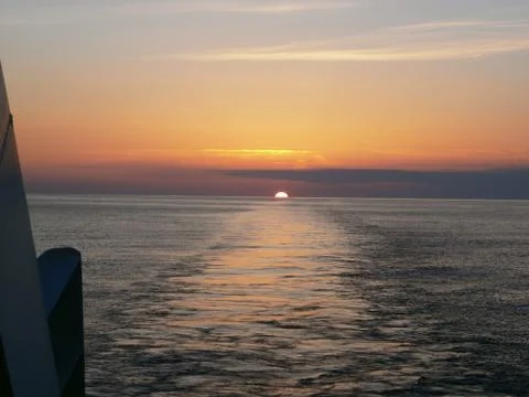 The ship's navigation sunset work 스톡 사진
