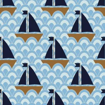 Ships in the ocean Stock Illustration