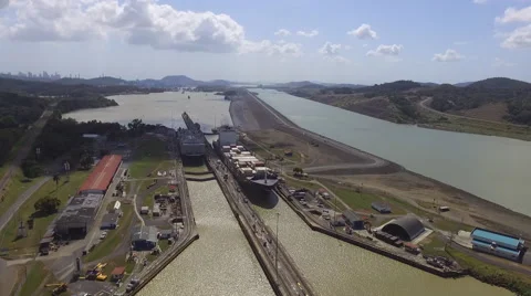Ships in Pedro Miguel Locks Panama Canal  Stock Footage 59740033
