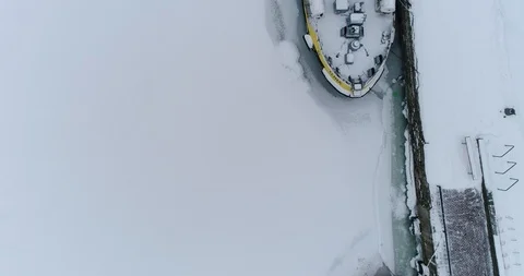 Ships at the pier in the ice Stock Footage 86898157