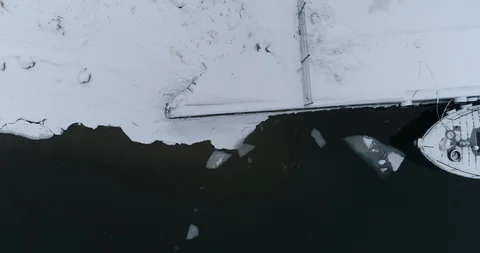 Ships at the pier in the ice. Stock Footage 86898337