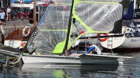 Ships prepare for training before the regatta 2 스톡 동영상 40441142