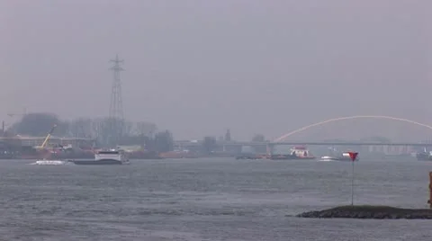 Ships on the river Stock Footage 10796084