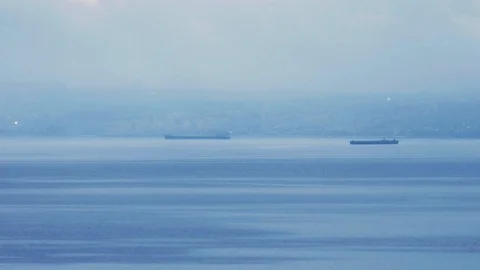 Ships on the river. Time-lapse Stock Footage 98263835