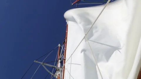 Ship's sail flapping in wind Stock Footage 71354939