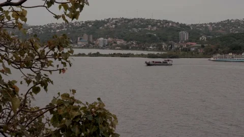 Ships sailing on Lake Victoria on a windy day in Mwanza, Tanzania Stock Footage 230080098