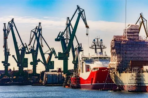 Ships in shipyard Stock Photos