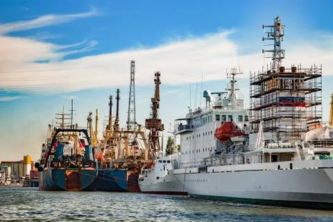 Ships in shipyard Stock Photos
