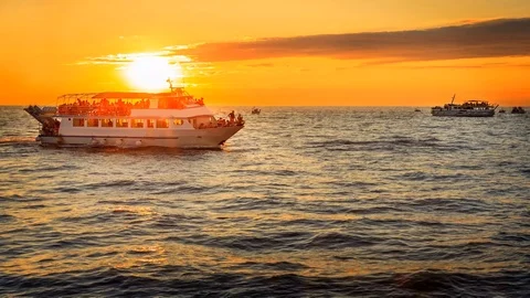 Ships at Sunset Stock Footage 99417638