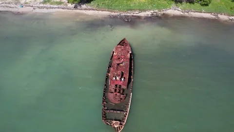 Shipwreck aerial view Stock Footage 255096827