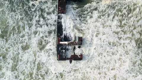 The shipwreck in the Atlantic ocean Video stock 157557665