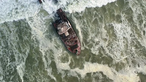 The shipwreck in the Atlantic ocean Stock Footage 157770991