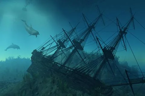 Shipwreck Beneath the Sea Stock-Illustration