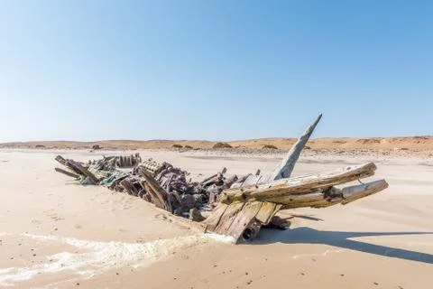 Shipwreck Benguela Eagle, which ran aground in 1973 Stock Photos
