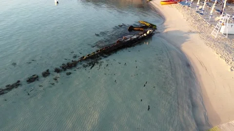 The shipwreck of the Caprera island seen with the drone - Sardinia Video stock 212908849