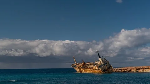 Shipwreck off the coast of Cyprus Stock Footage 122910373