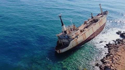 Shipwreck. Cyprus. Video stock 136097530