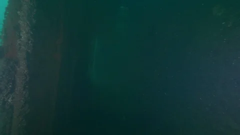  shipwreck Doris, towards an opening to the blue sea, Mediterranean Sea Stock Footage 104621643