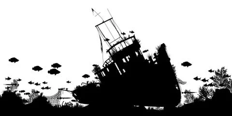 Shipwreck forground Stock Illustration