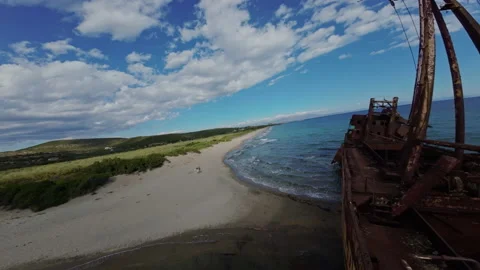 Shipwreck FPV at sea Stock Footage 237508960