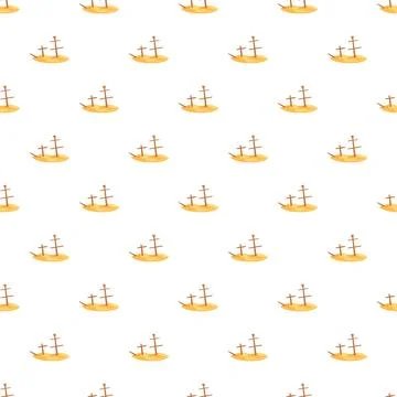 Shipwreck on island sand seamless pattern background Stock Illustration