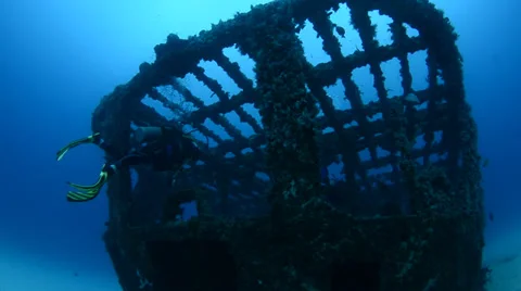 Shipwreck, Mexican Caribbean. Stock Footage 27873290