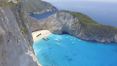 Shipwreck - Navagio Beach at Zakynthos (Zante), Greece Stock Footage