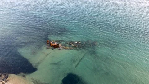 Shipwreck potamos in greece Stock Photos