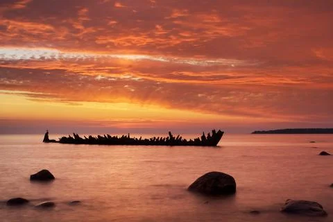 Shipwreck in red Stock Photos