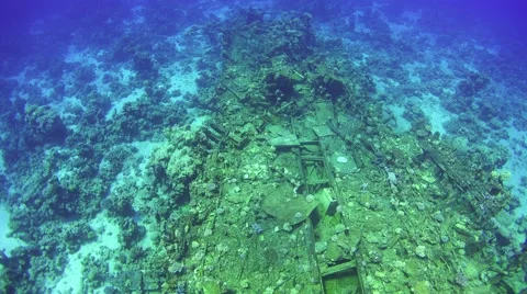 Shipwreck on the Sea Bottom Stock Footage 64901264