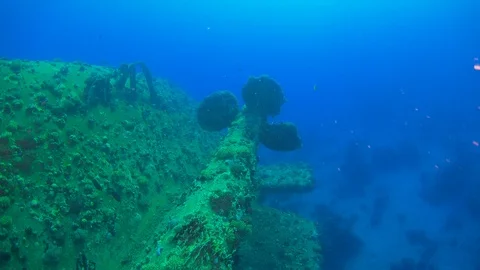 Shipwreck on the Sea Bottom Stock Footage 92204631