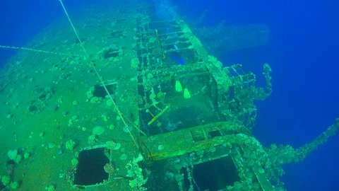 Shipwreck on the Sea Bottom Stock Footage 92204902