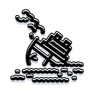 Shipwreck sinking disaster icon vector illustrating maritime accident Stock Illustration