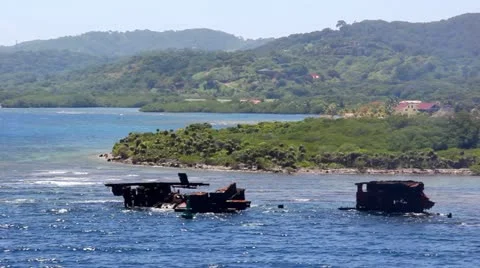 Shipwrecked on Island Stock Footage 12149086