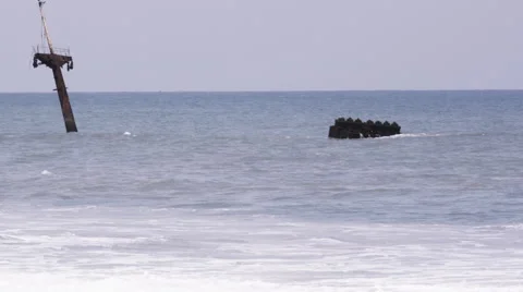 Shipwrecked ship In Lagos Stock Footage 45901791