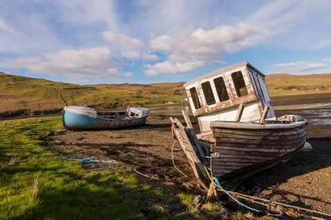 Shipwrecks at the Coastline Stock Photos