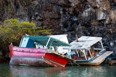 Shipwrecks on the rocks Stock Photos