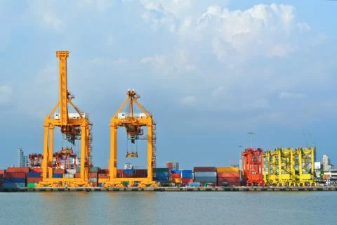 Shipyard cargo logistic Stock Photos