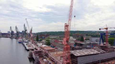 Shipyard Crane - Aerial Video stock 132216589
