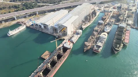Shipyard drone shot Stock Footage 239271827