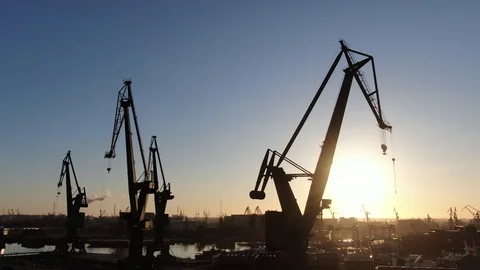 Shipyard during a sunrise Stock Footage 130104253