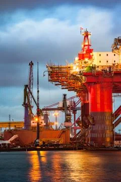 Shipyard at dusk Stock Photos