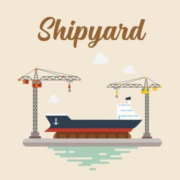 Shipyard flat style building Ilustración de archivo